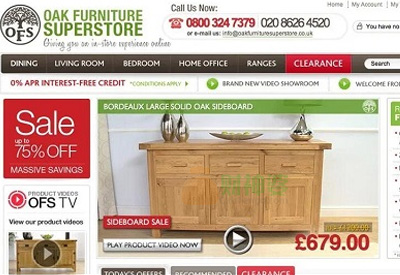 OakFurnitureSuperstore英國專業橡木傢具購物網站