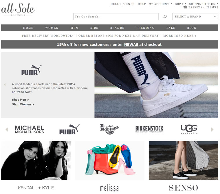英國一傢專門出售品牌鞋子的網站：Allsole 英國購物網站 MeetKK-MeetKK