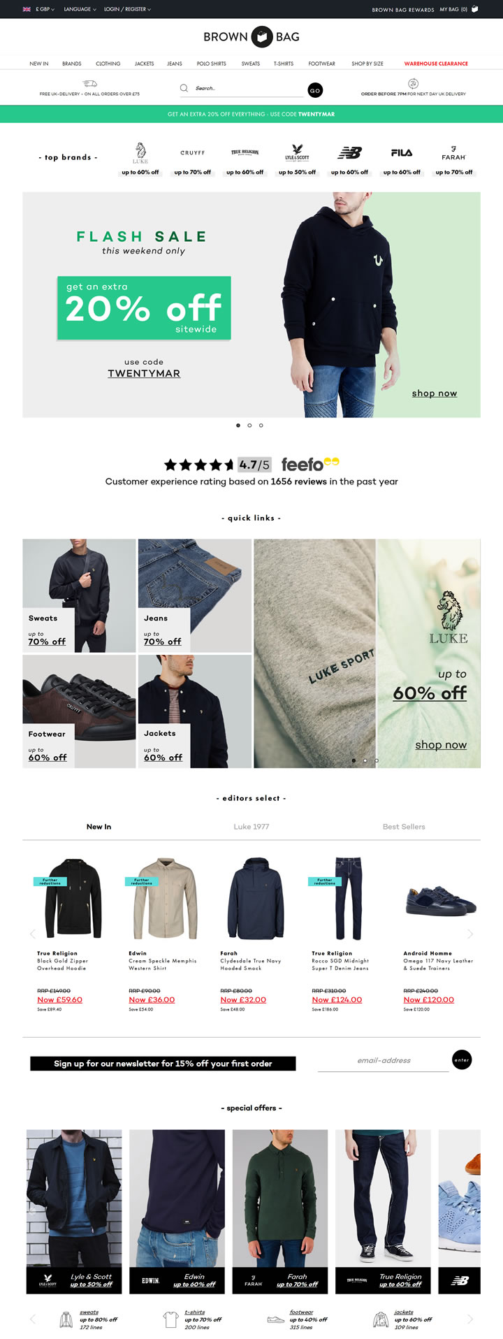 英國品牌男裝折扣網站：Brown Bag 英國購物網站 MeetKK