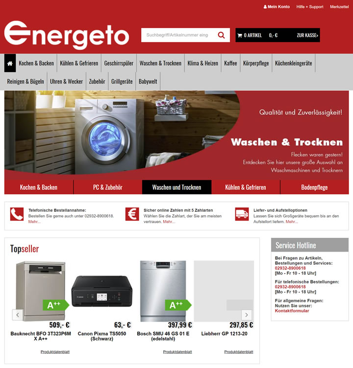 德國大型和小型傢用電器網上商店：Energeto 德國購物網站 MeetKK-MeetKK
