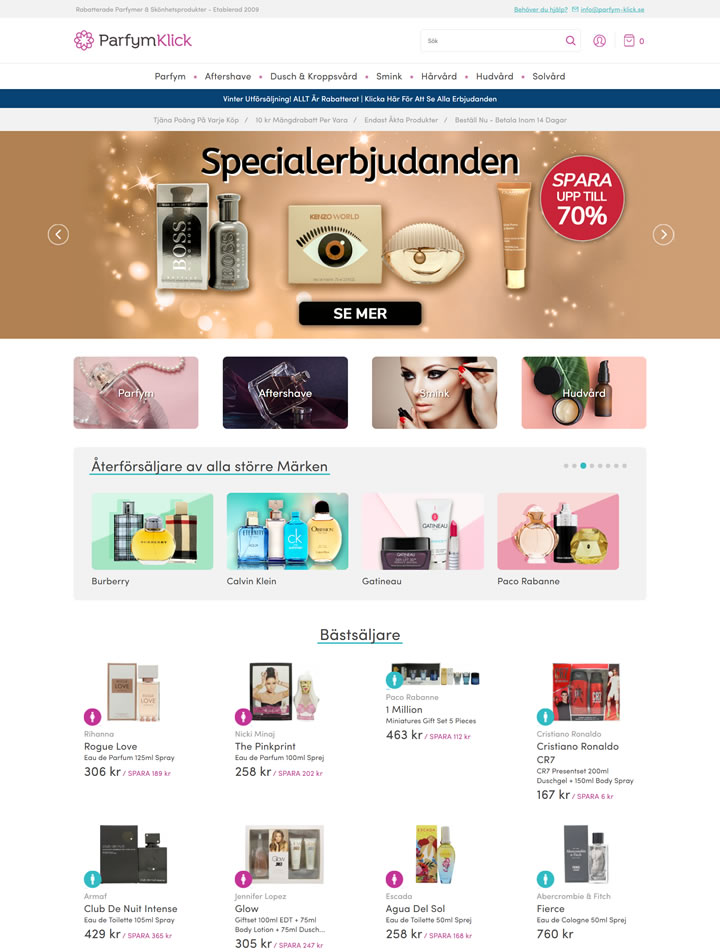 瑞典香水、須後水和美容產品購物網站：Parfym-Klick.se 瑞典購物網站 MeetKK-MeetKK