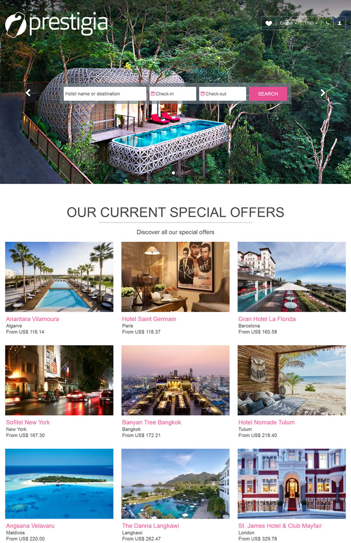 全世界最美麗的四星和五星級酒店預訂：Prestigia.com 美國購物網站 MeetKK-MeetKK