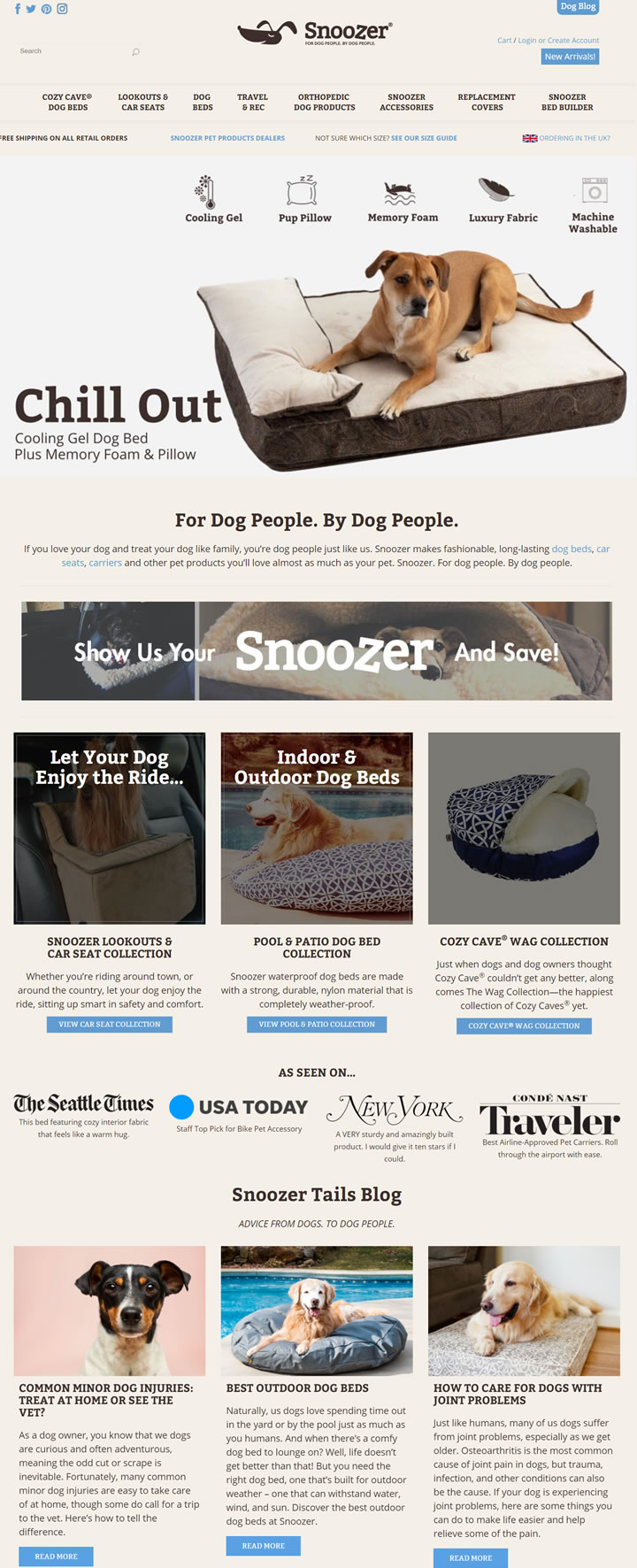 貪睡寵物用品：Snoozer Pet Products 美國購物網站 MeetKK-MeetKK