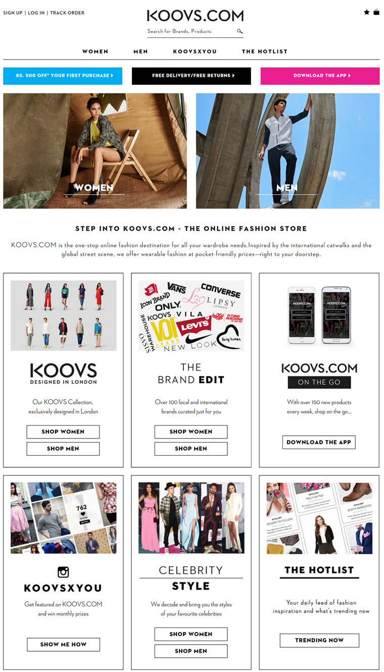 印度領先的在線時尚商店：Koovs 印度購物網站 MeetKK-MeetKK
