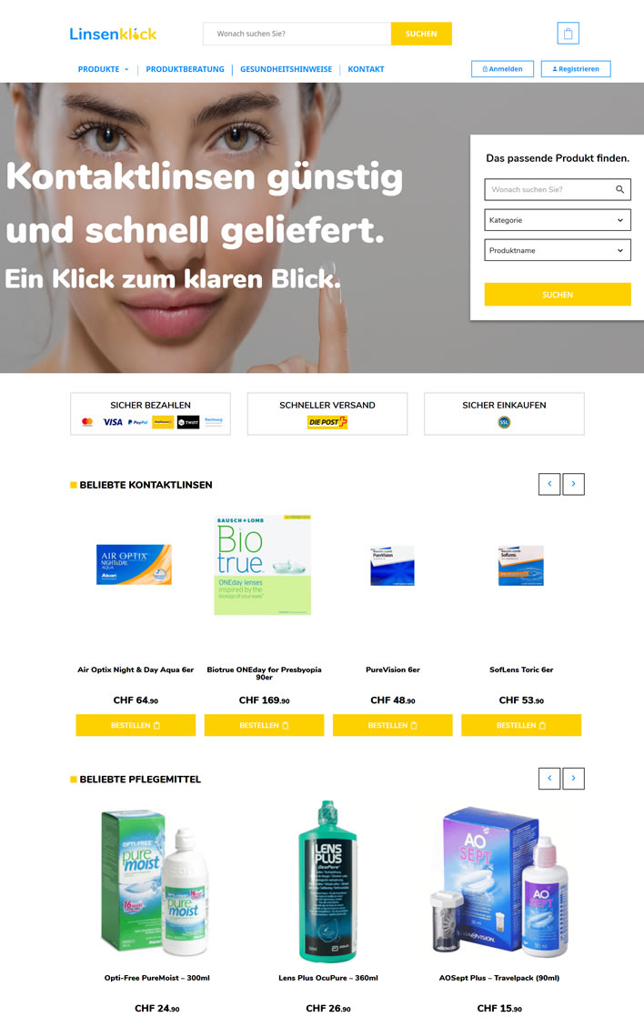 瑞士隱形眼鏡和護理產品網上商店：Linsenklick 瑞士購物網站 MeetKK-MeetKK