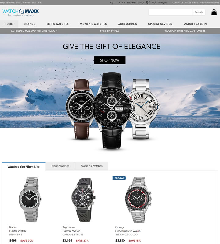 美國領先的奢侈手表在線零售商：WatchMaxx 美國購物網站 MeetKK-MeetKK