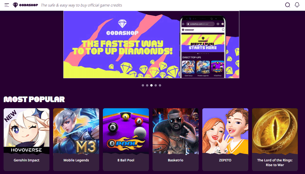Codashop：遊戲儲值平台 亞洲, 北美洲 購物網站 MeetKK